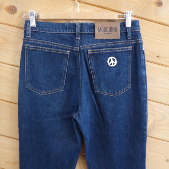 Moschino 26 Blue Vintage Mid-Rise Donna Jeans *Hemmed *Altered Straight Boot Cut - Picture 6 of 16